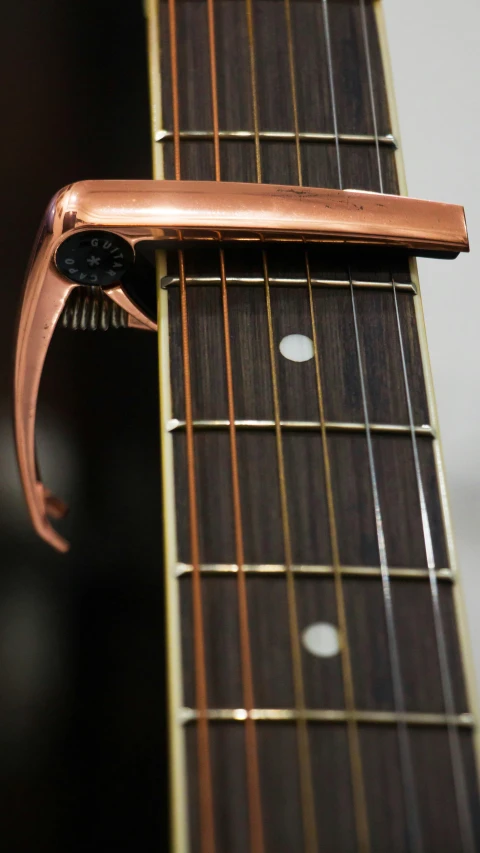 a closeup view of the back of a guitar neck
