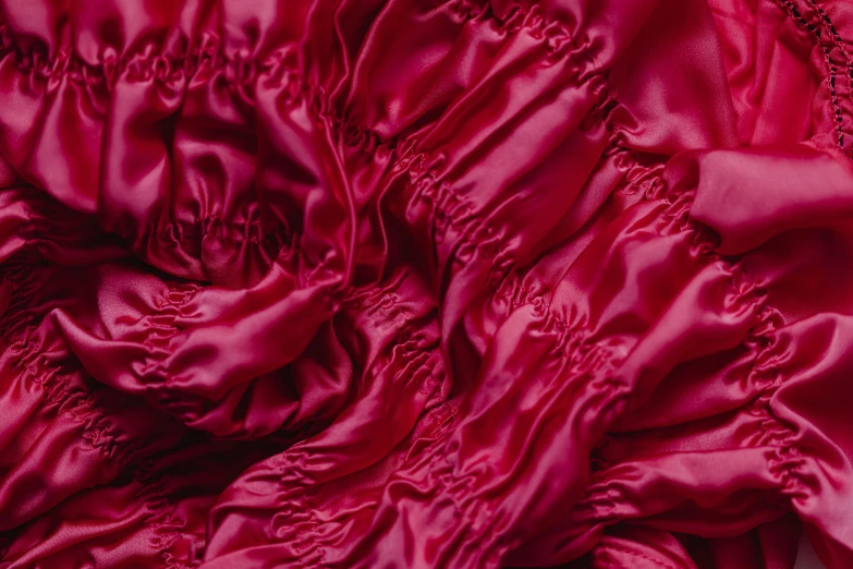 a red cloth with a frille pattern, closeup