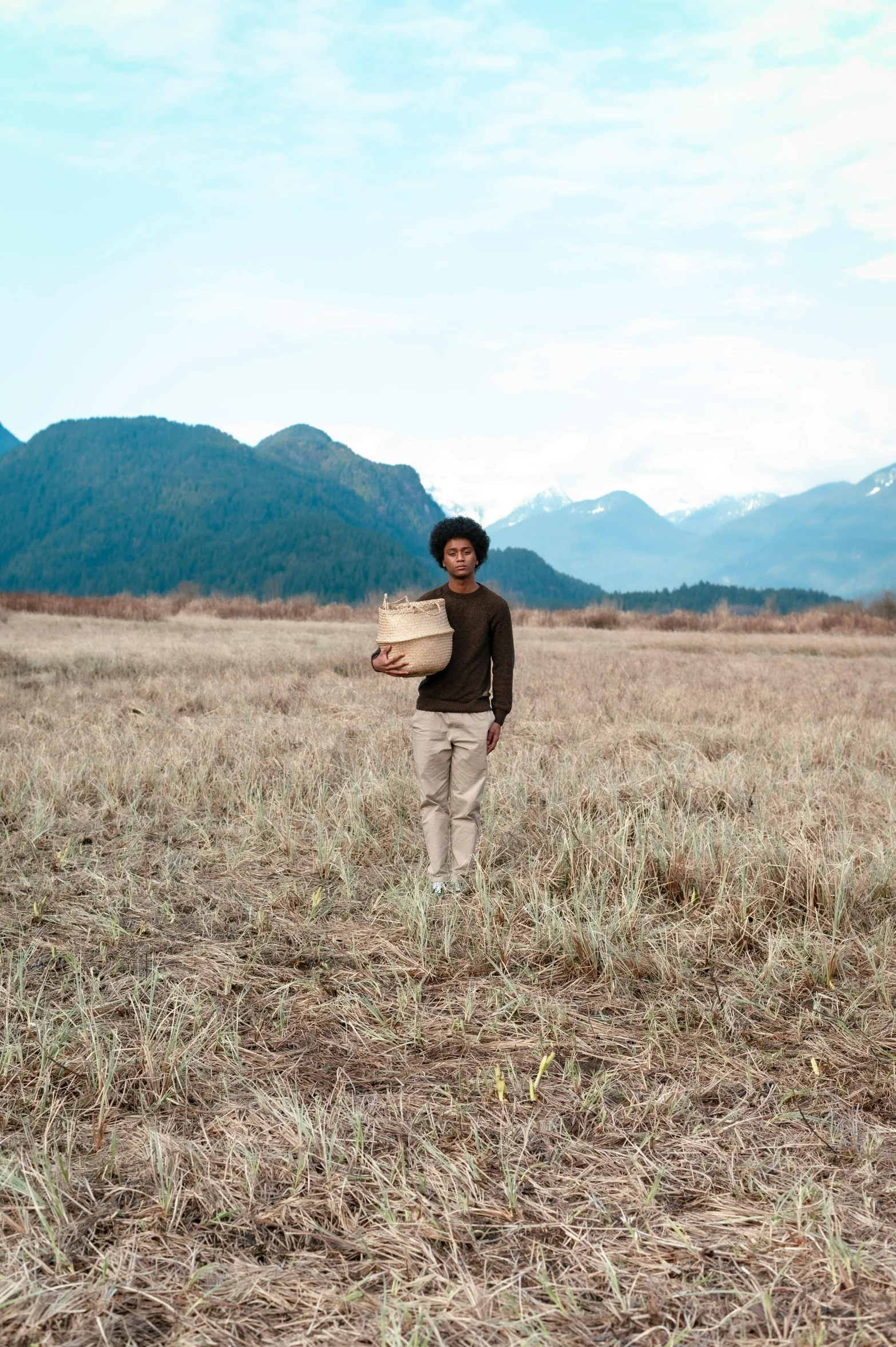 a man standing in the middle of a field