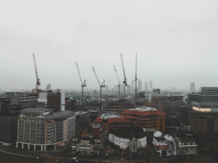 looking down at the city with very tall buildings