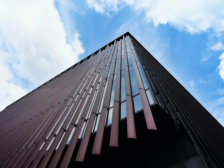 looking up at the side of an office building