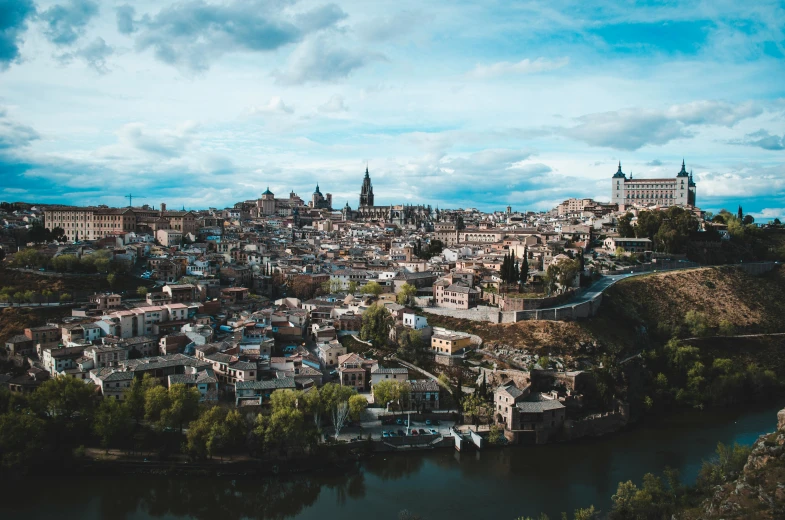 an old town is located next to the river