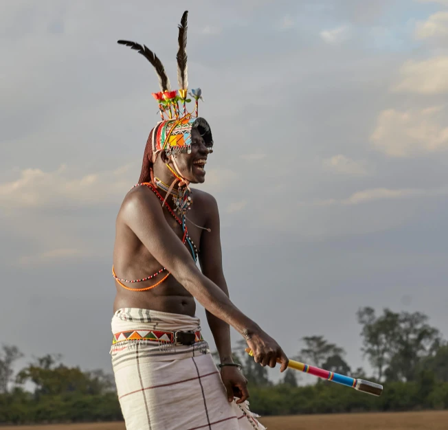 a man in a traditional american indian costume