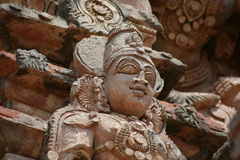 closeup view of carvings on a stone wall