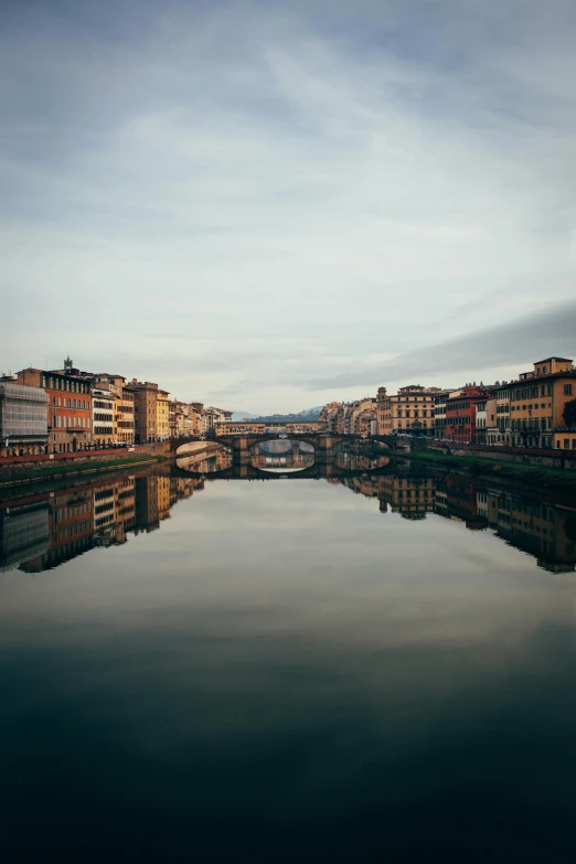 a wide, wide river running between several city buildings