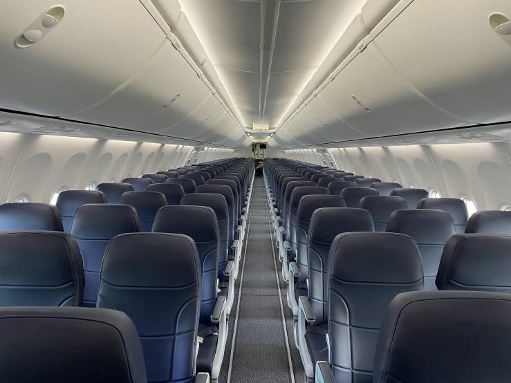 the empty seat inside an airplane