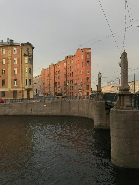 buildings and bridges in the middle of a river