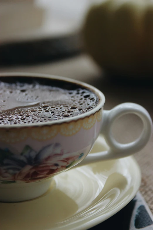 a cup of cappuccino sitting on a saucer