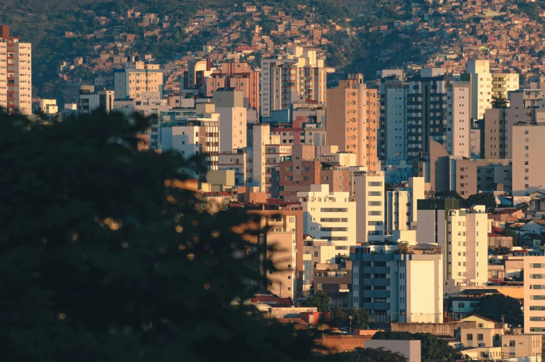 a city is shown from across the view