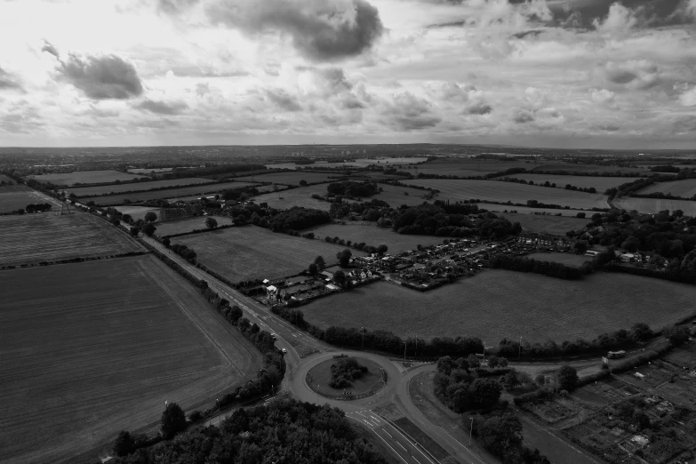 an aerial po of a black and white landscape