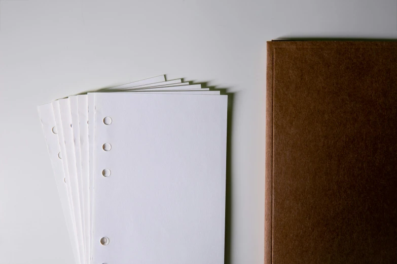the six pages of lined paper are displayed next to a notebook