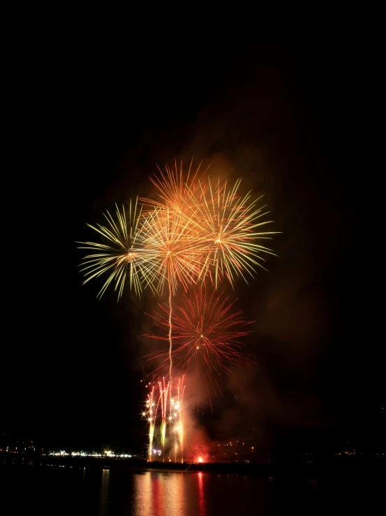 the fireworks in the sky are very colorful