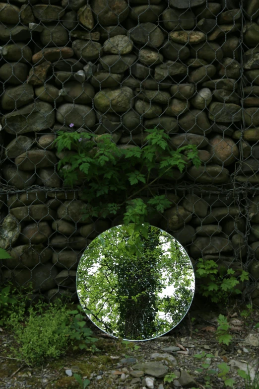 there is a mirror standing on the ground