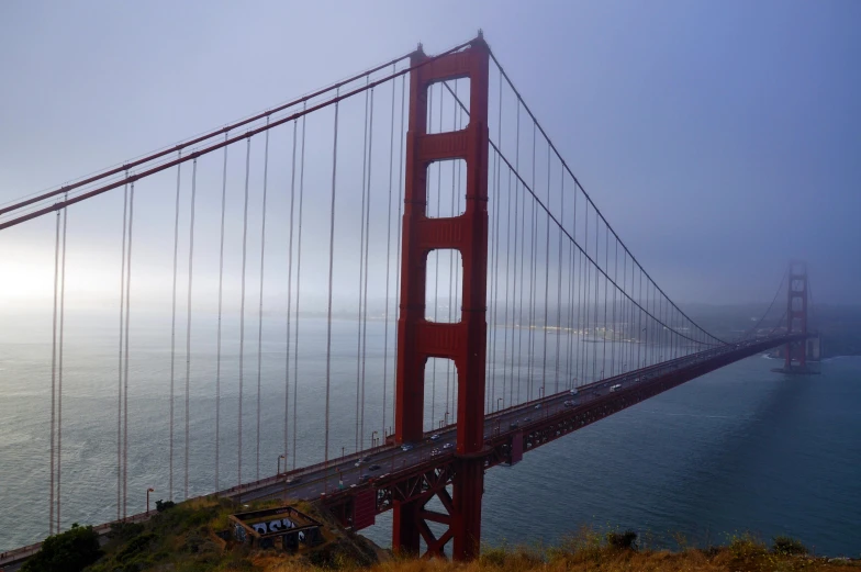 the golden gate bridge on a foggy day