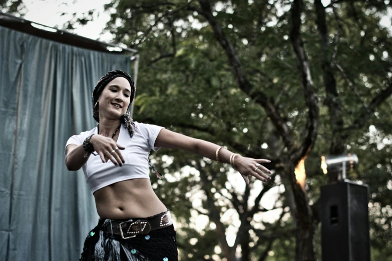 a young woman is in mid - air performing a stunt