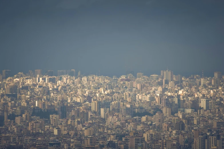 an airplane is flying over the city