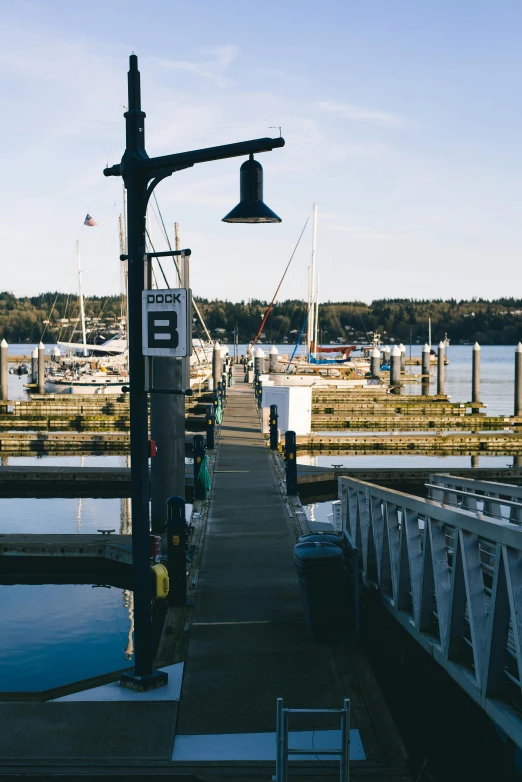 an outdoor dock is shown near many docks