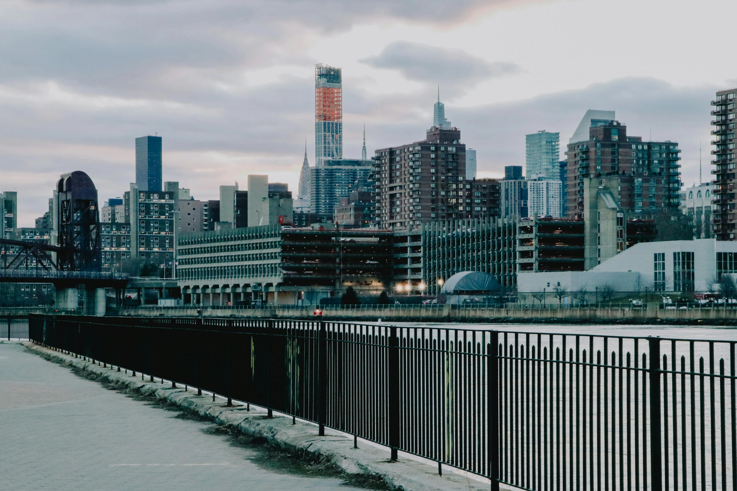 view of the city and the bay from a walkway