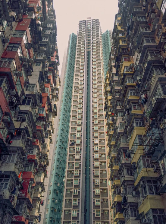 buildings, with several balconies in the top