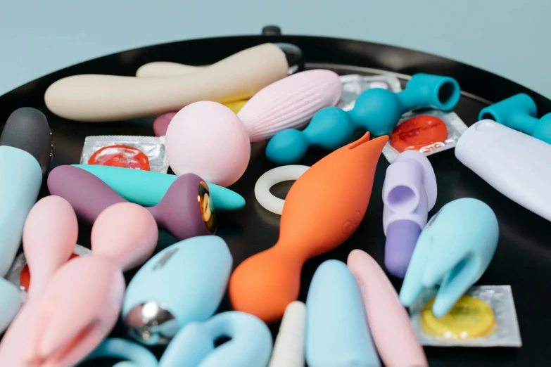 various colored items laid out on top of an object tray