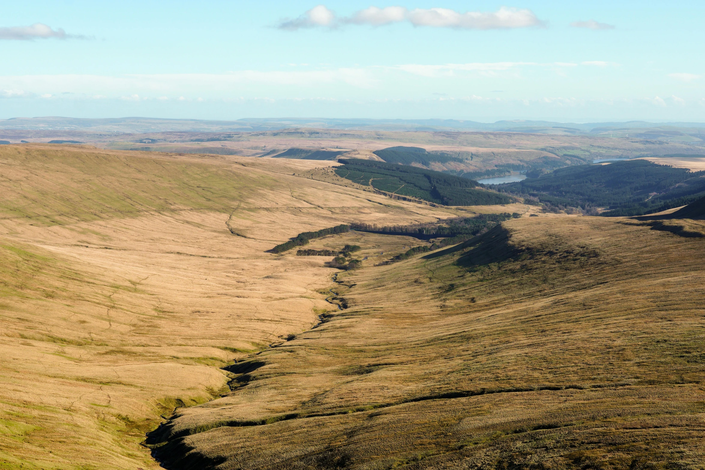 a landscape with various hills and valleys