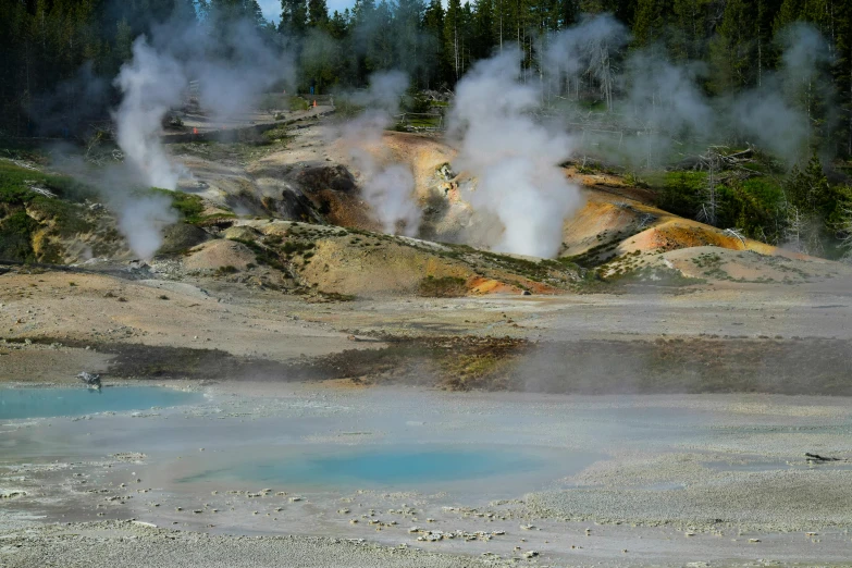 steam pouring out of a large open space