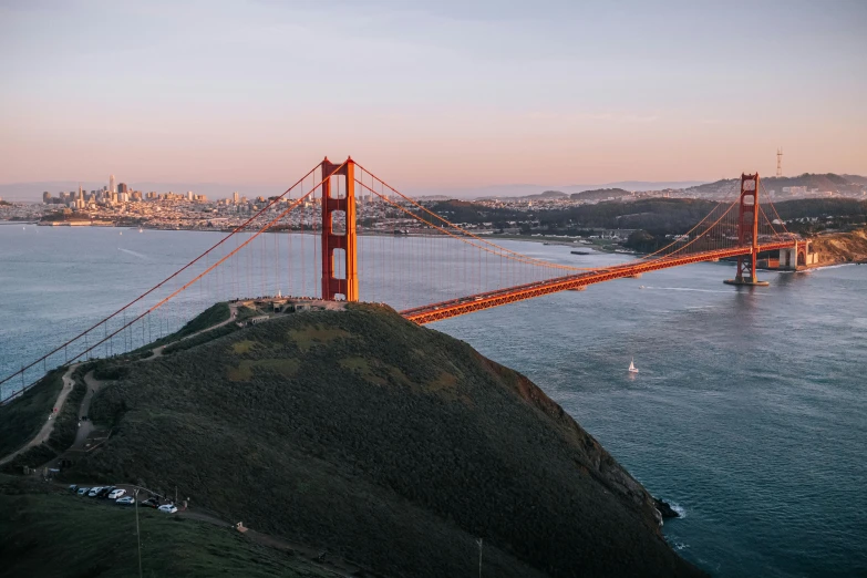 the golden gate bridge is very high over water