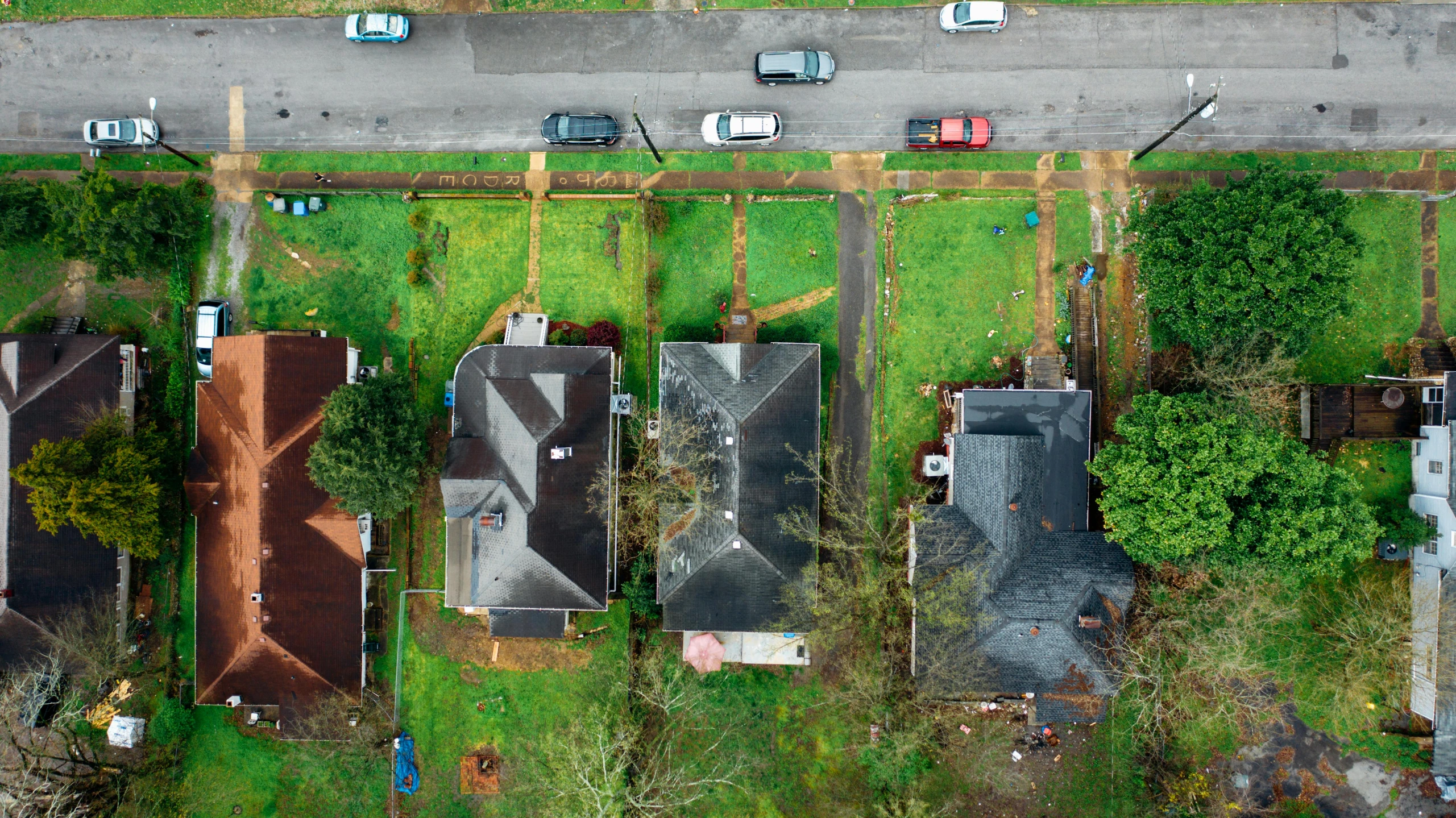 the aerial po of a home in the neighborhood