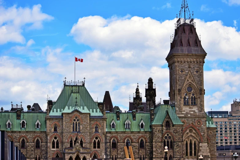 a large building with an old clock tower