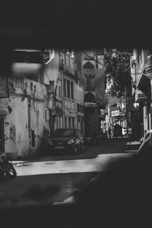 a black and white pograph of an empty street