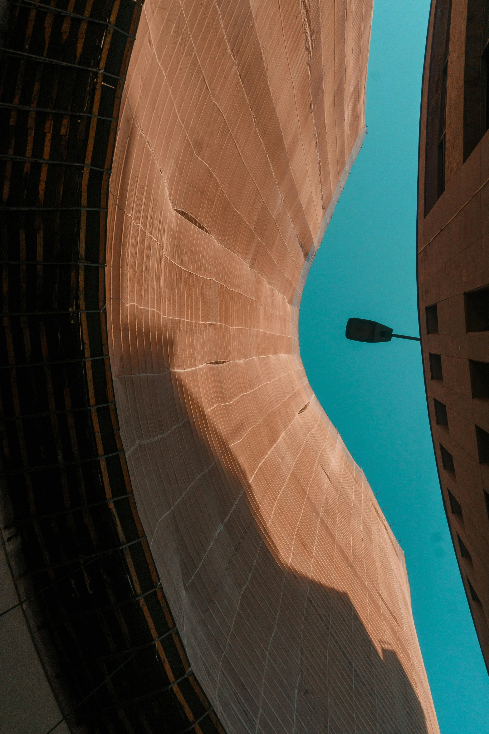 a view from the ground looking down into the water