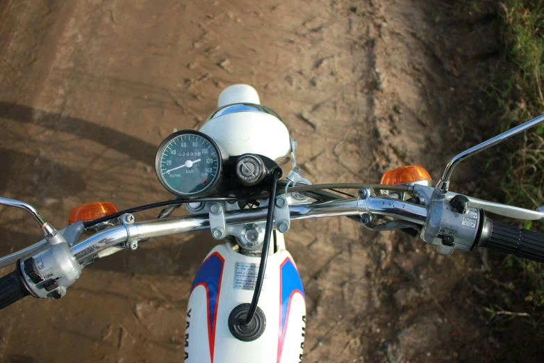 a motorcycle with a meter on the handlebars