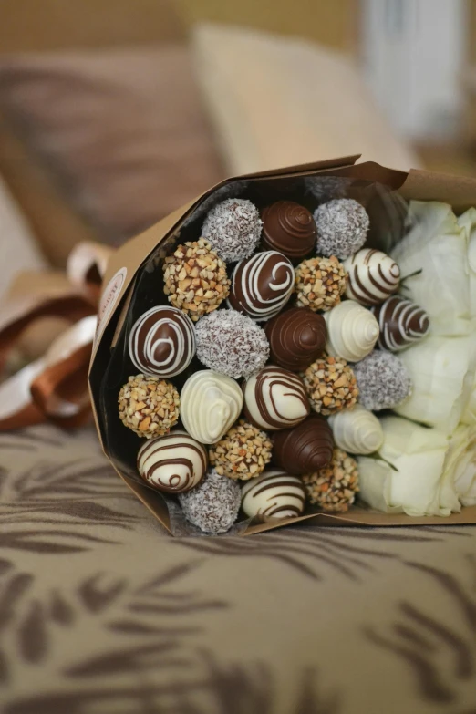 a bag full of chocolates and nuts