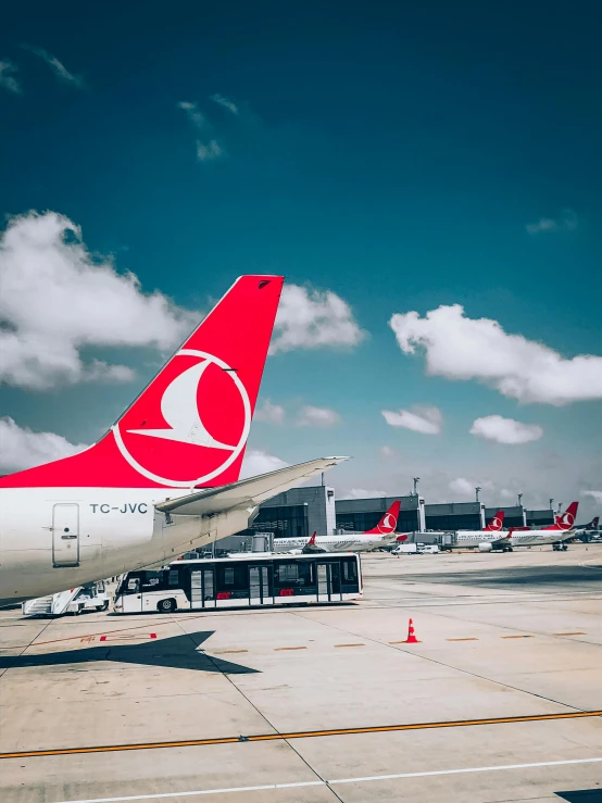 the tails of two passenger jet airliners