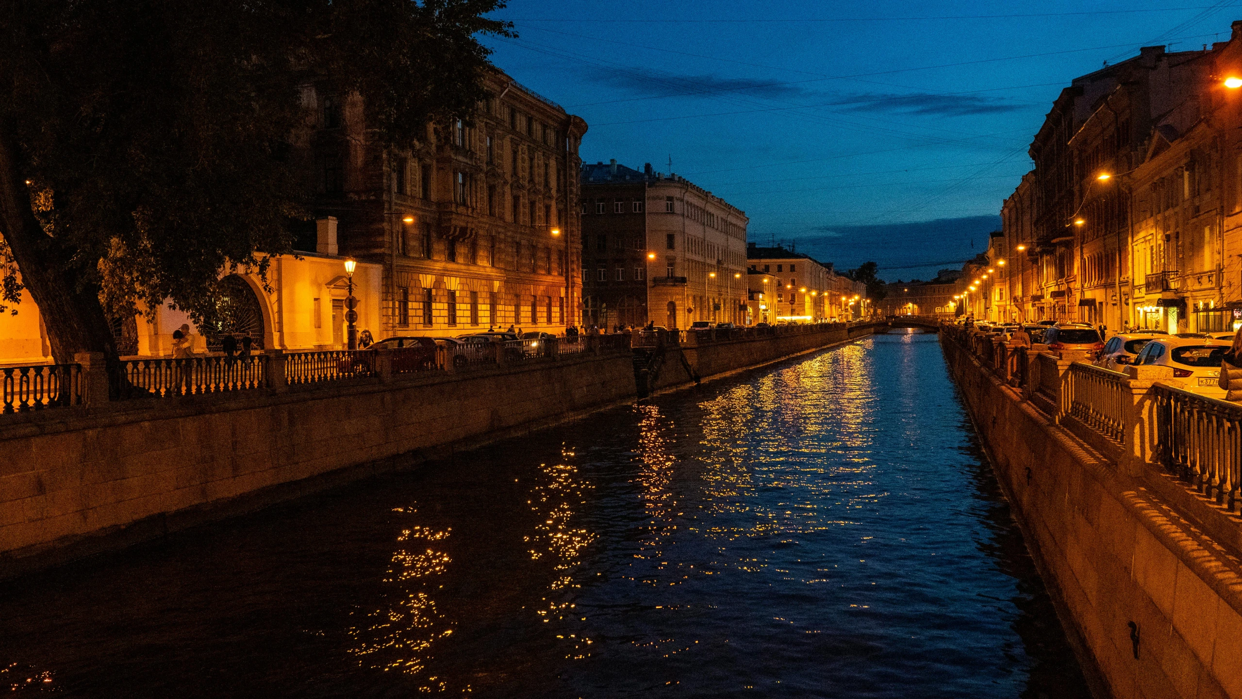 there is a water way that runs between two buildings