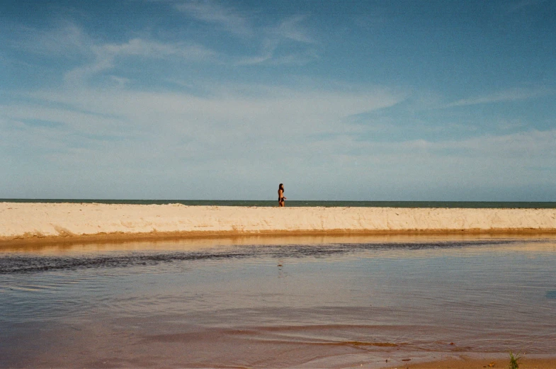 person walking along the beach in the background