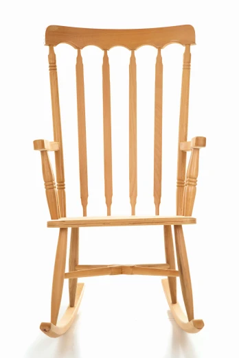 the wooden rocking chair is made of wood