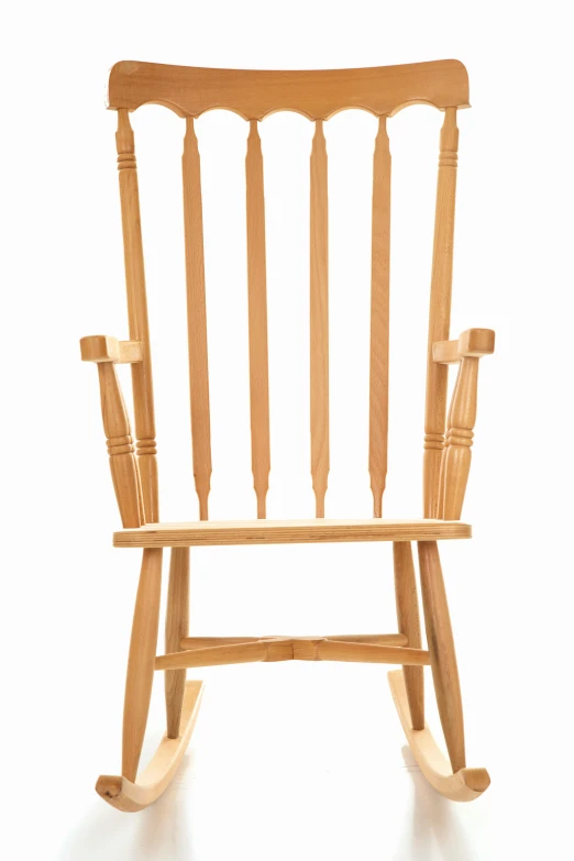 the wooden rocking chair is made of wood