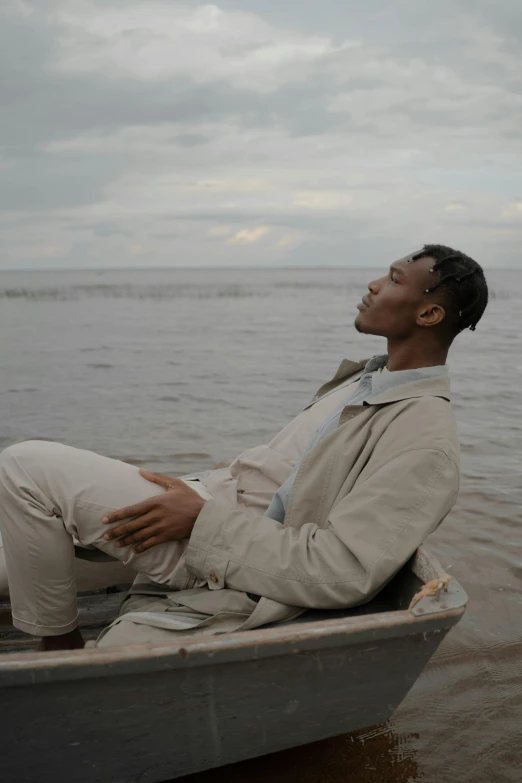 a man that is sitting in the back of a boat