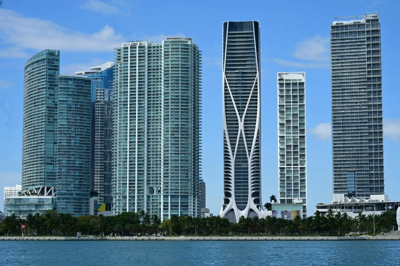 a row of building with some trees around it