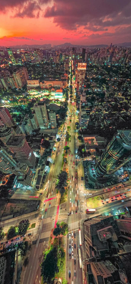 a very long and empty street at night