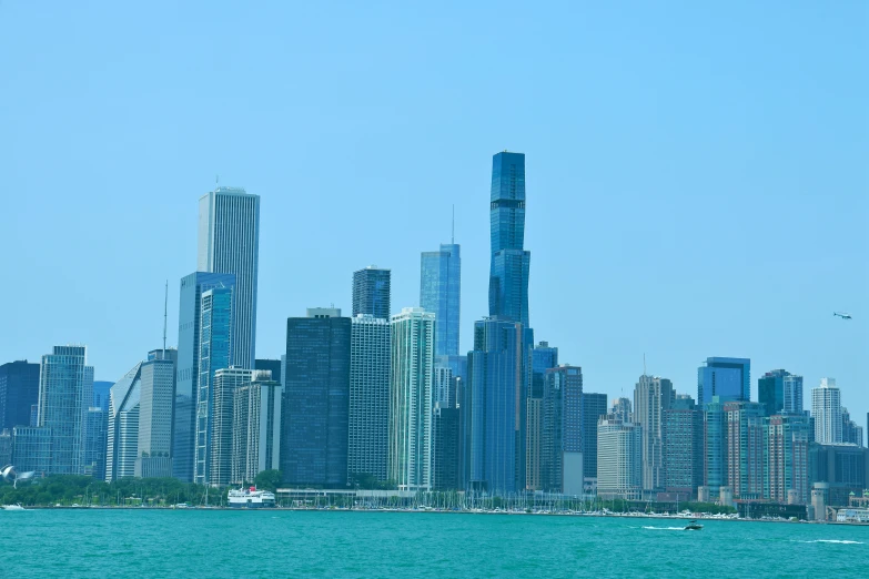 city view from the water, taken from across a lake