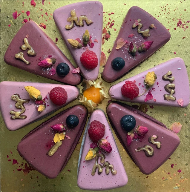 a small group of cookies arranged in a flower form