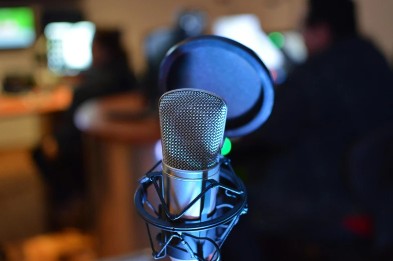 a microphone sits in front of a man