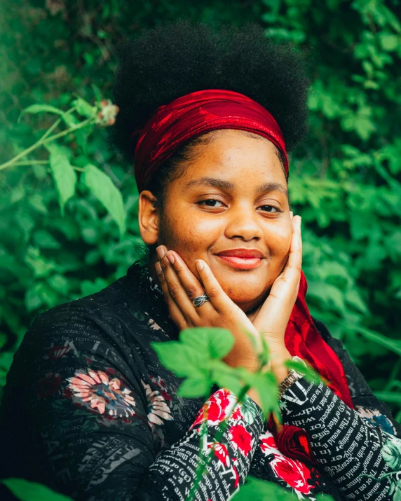 a woman with her hands on her face