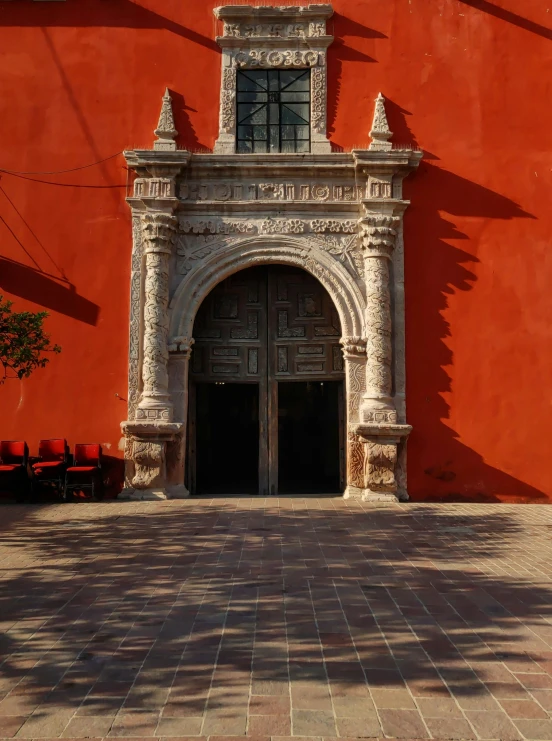 the front entrance of an old building