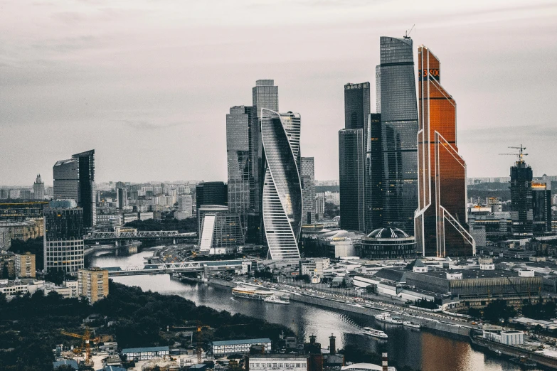 a view of a city with tall buildings in the distance