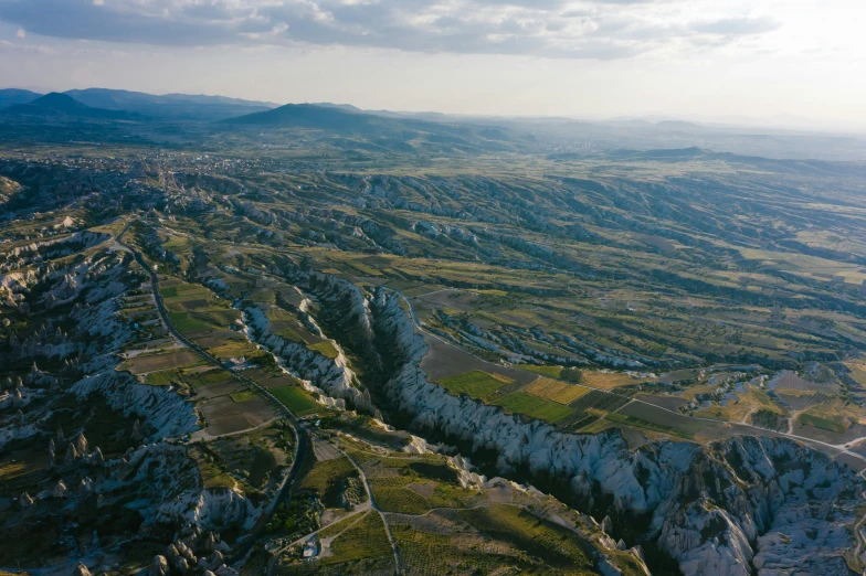 an aerial s of the countryside and hills