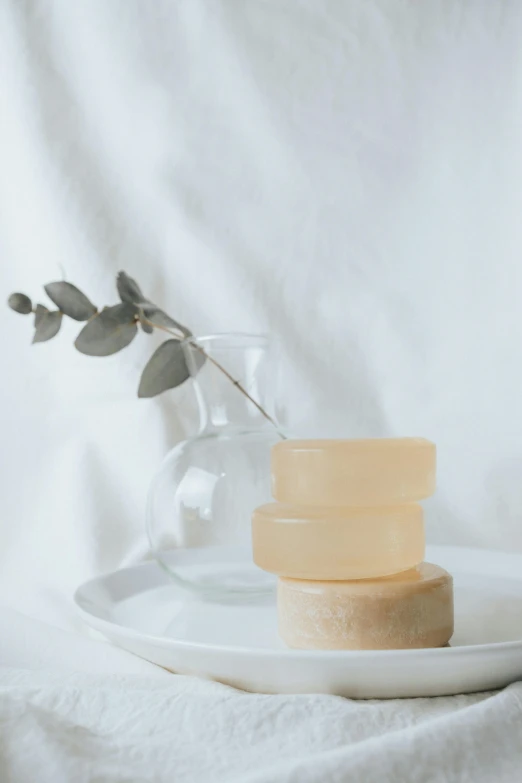 an image of three soap bars on a plate