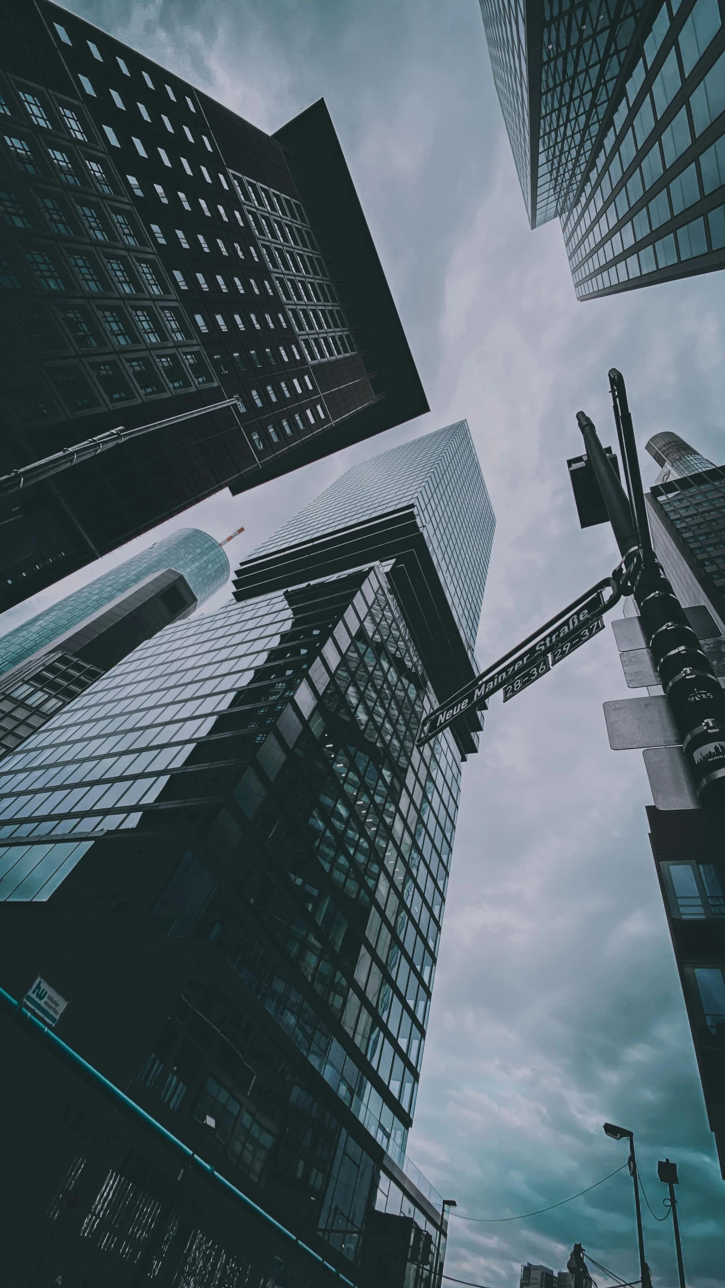 an image of looking up at tall buildings in the city